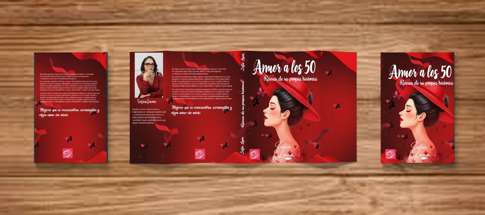 Cubierta completa del libro Amor a los 50 con contraportada, solapas, lomo y portada